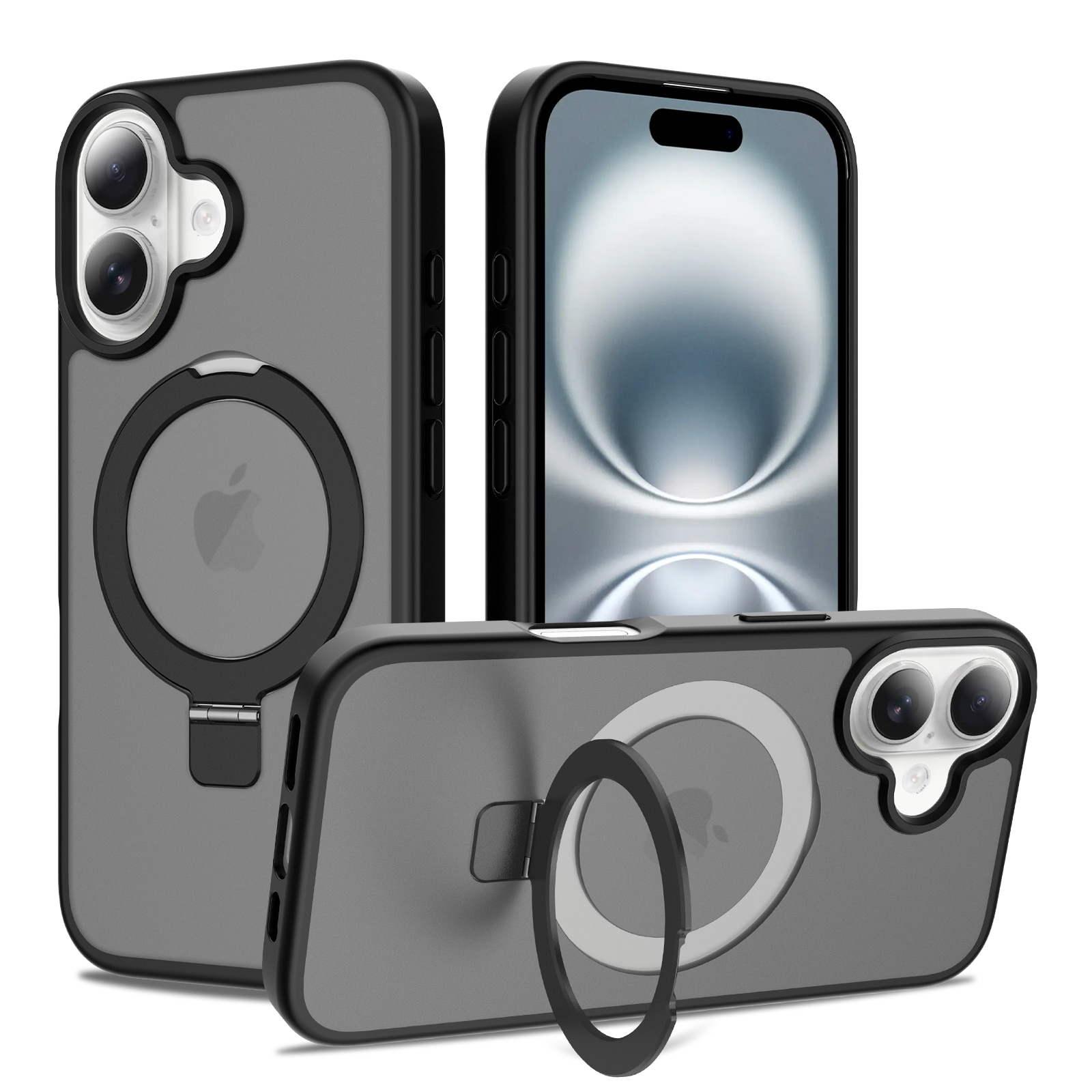 iPhone 16 Hybrid-Hülle Magnetic Ring Schwarz