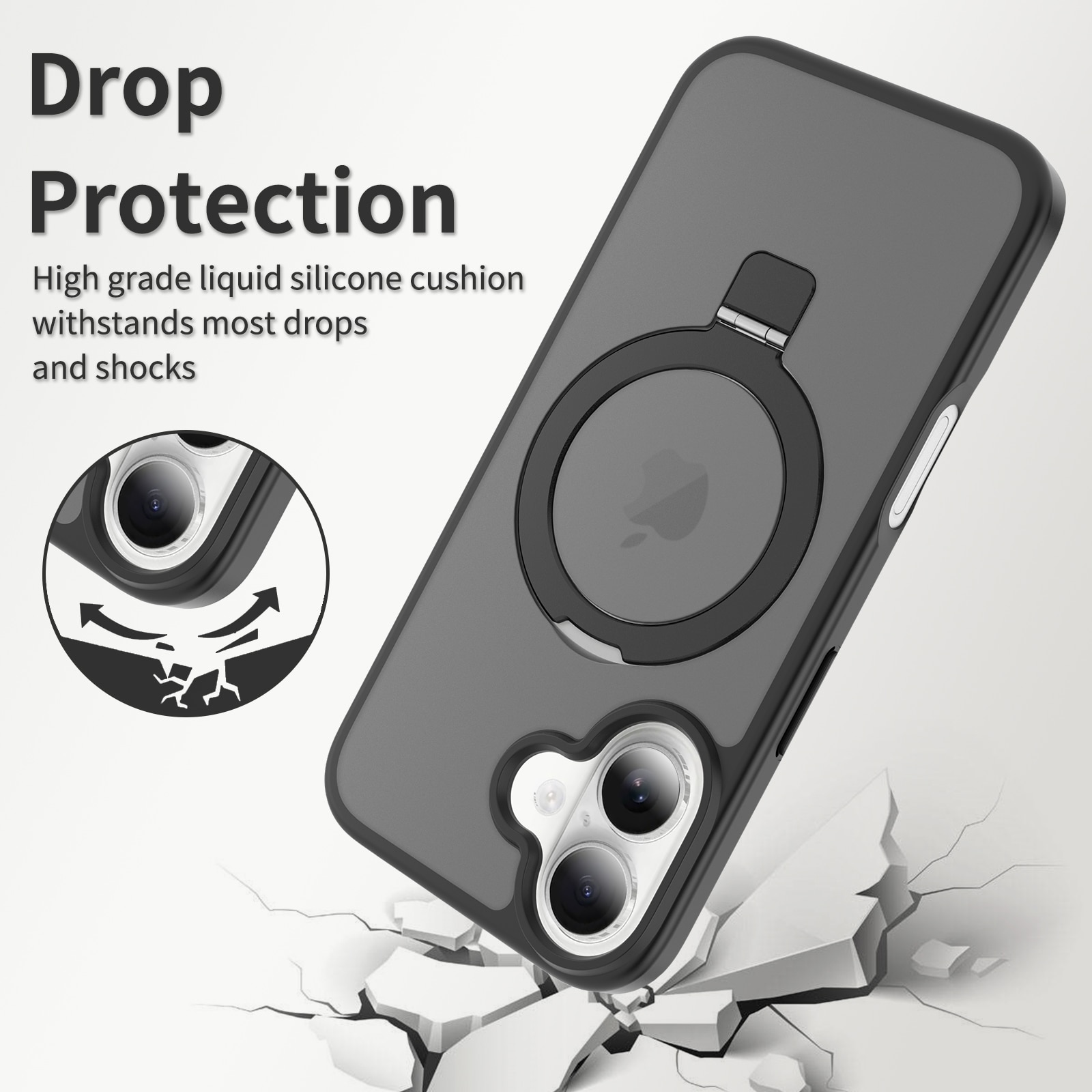 iPhone 16 Hybrid-Hülle Magnetic Ring Schwarz