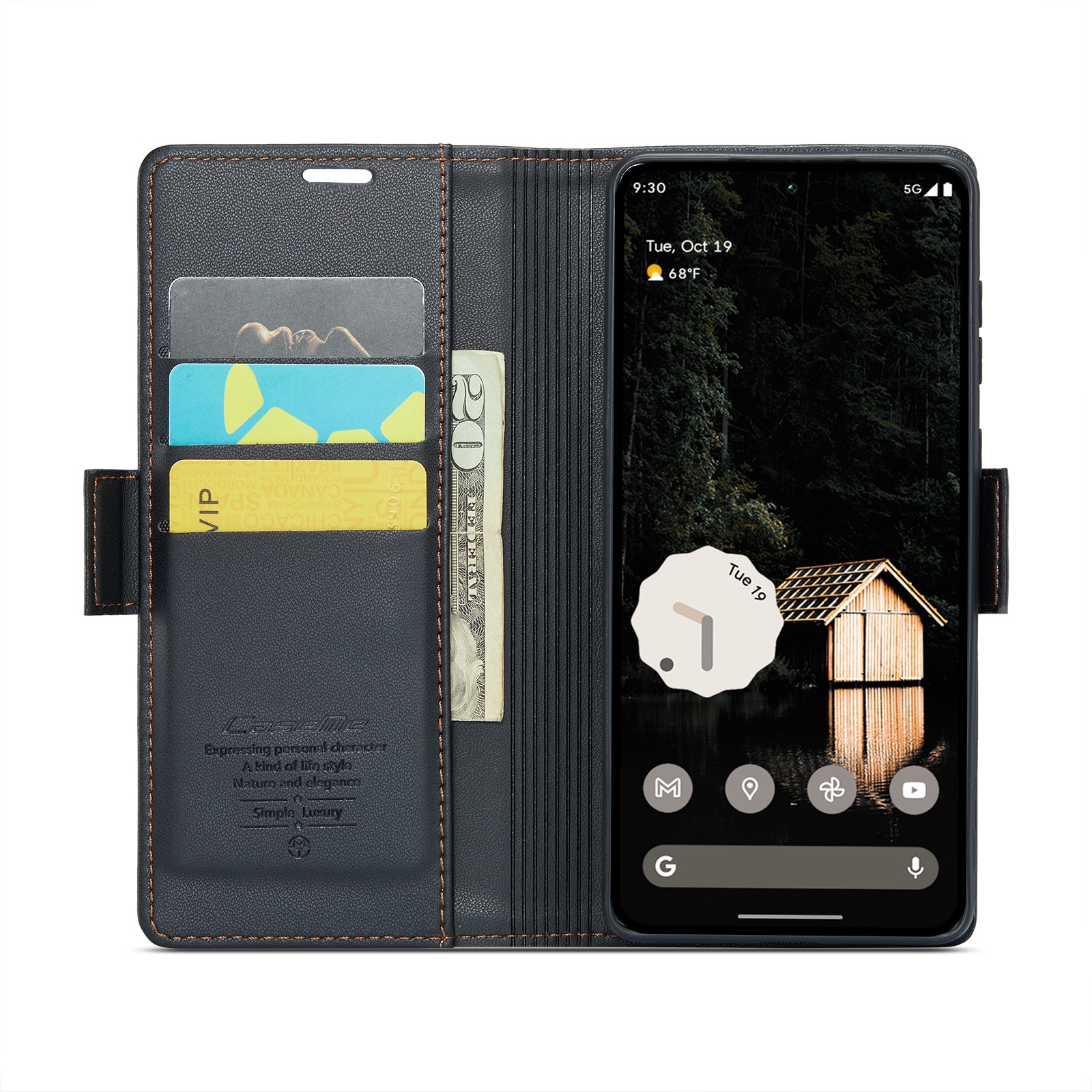 RFID-geschützte Slim Portemonnaie-Hülle Google Pixel 10 Pro XL Schwarz