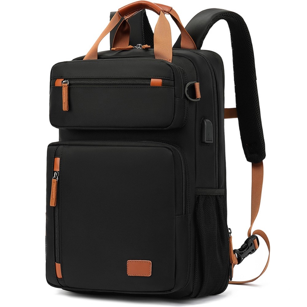 Wasserabweisender Laptop-Rucksack bis zu 15,6 Zoll, schwarz