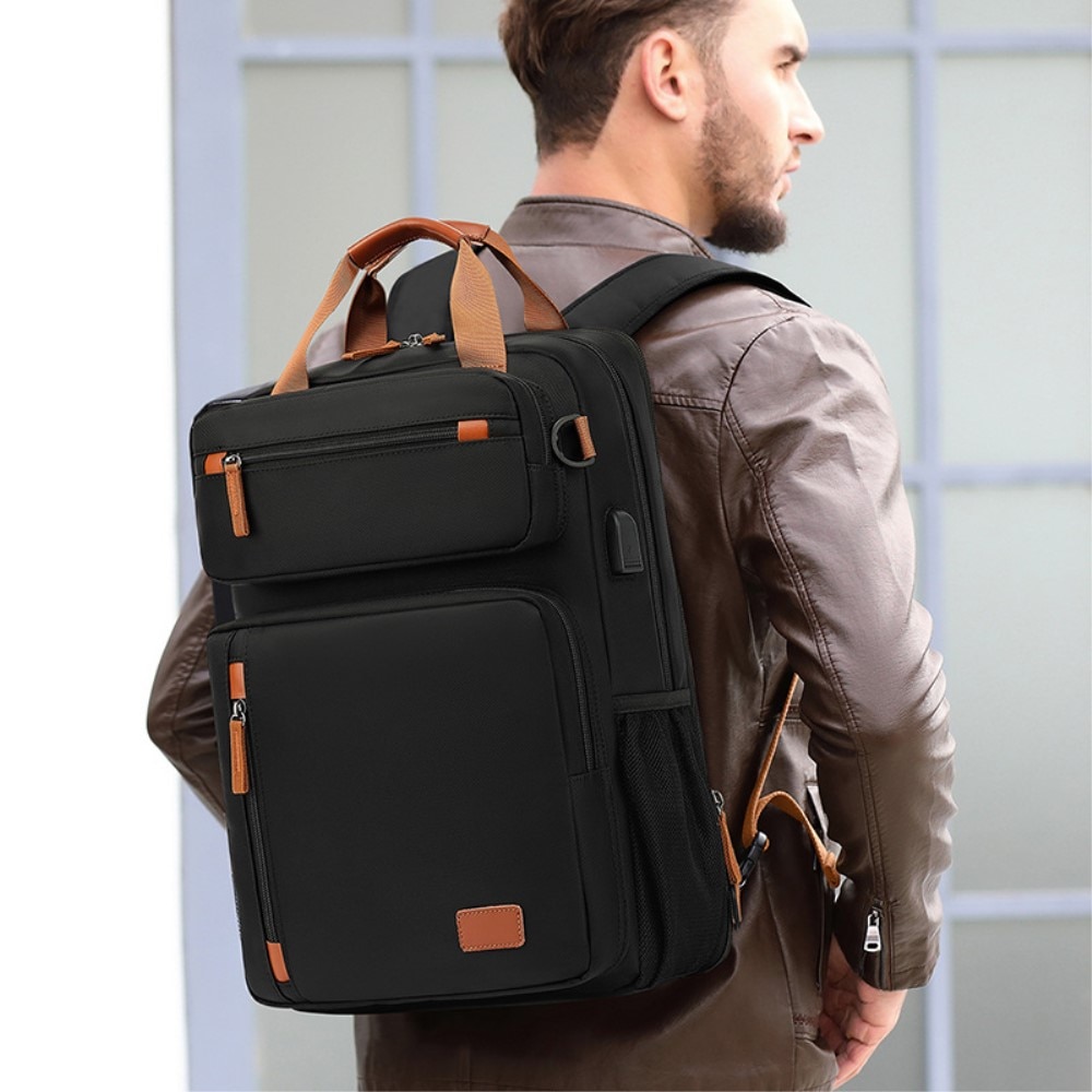 Wasserabweisender Laptop-Rucksack bis zu 15,6 Zoll, schwarz