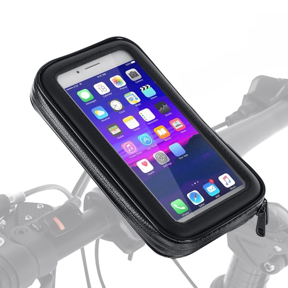 Wasserdichte Handyhalterung für Fahrrad/Motorrad, L, schwarz