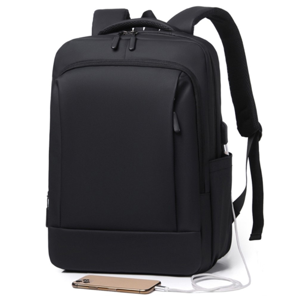 Nylon-Rucksack für Laptop bis zu 14 Zoll, schwarz