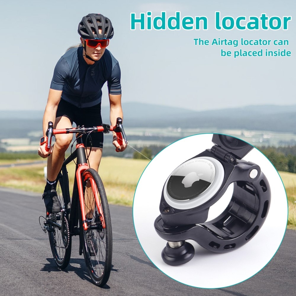 Fahrradklingel mit versteckter Apple AirTag-Halterung, schwarz