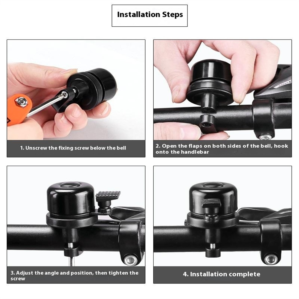 Fahrradklingel mit Apple AirTag-Halterung, schwarz