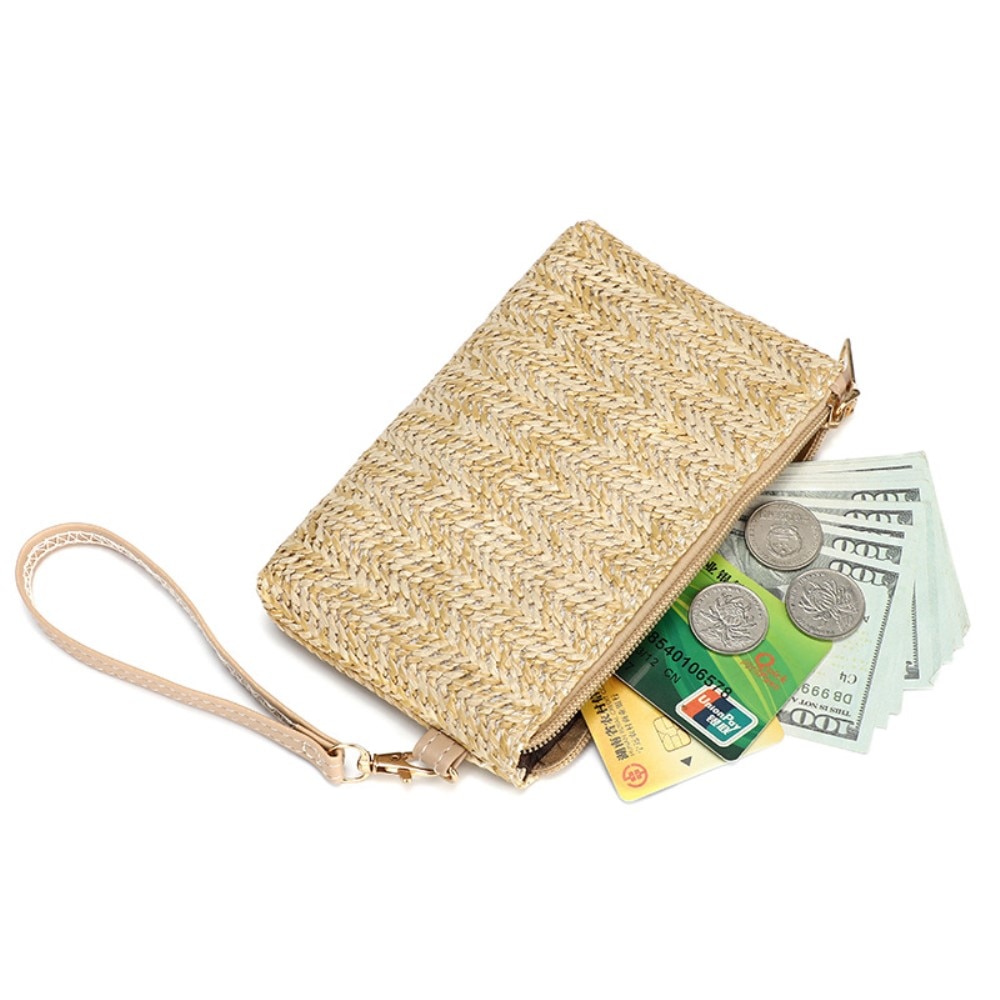 Geflochtene Clutch-Armband Tasche beige