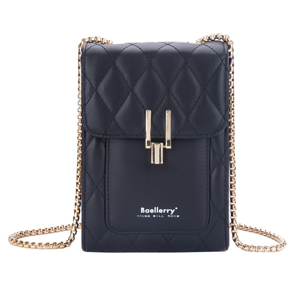 Quilted Crossbody Mini Wallet schwarz