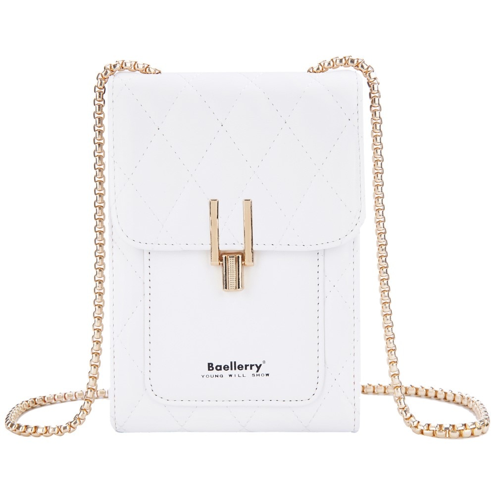 Quilted Crossbody Mini Wallet weiß