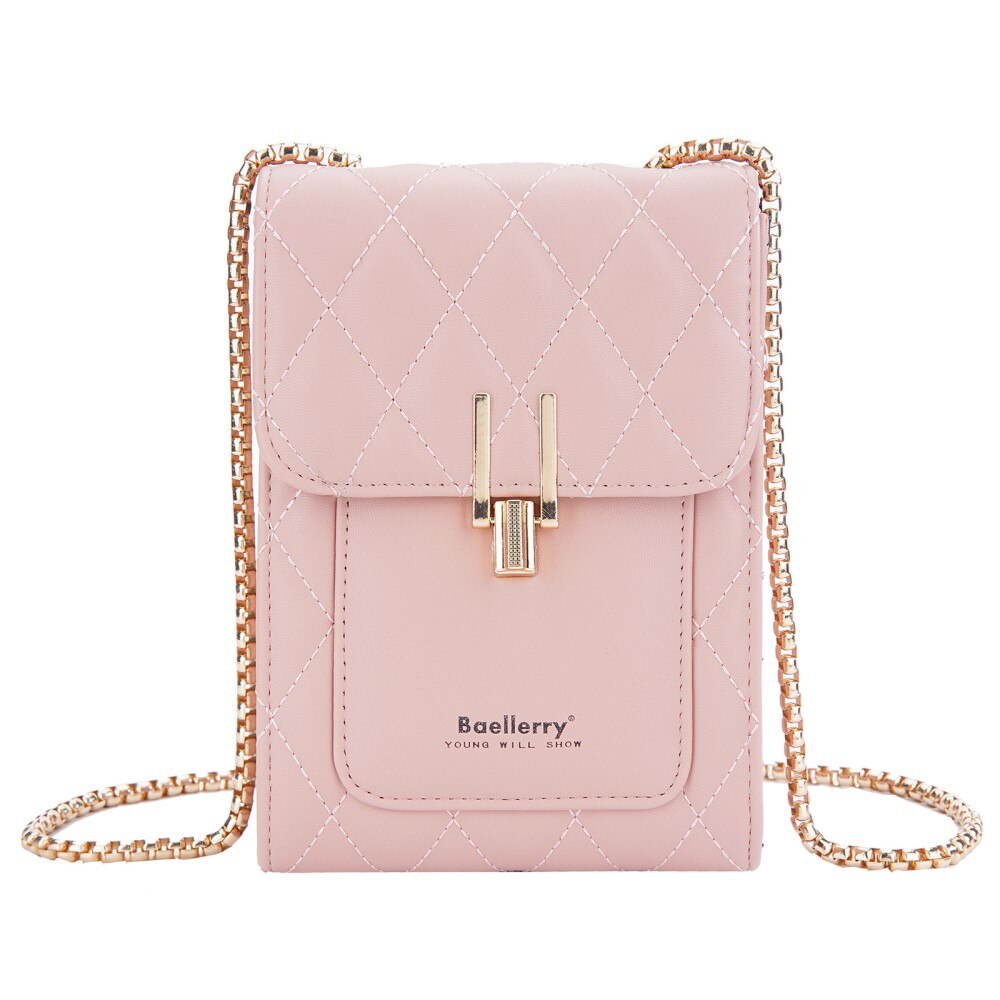 Quilted Crossbody Mini Wallet rosa
