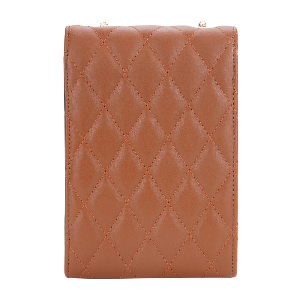 Quilted Crossbody Mini Wallet braun