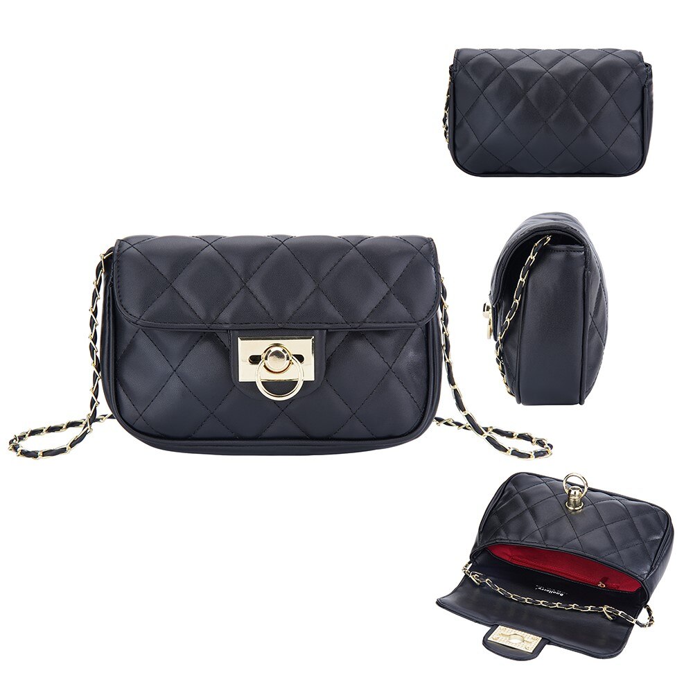 Quilted Crossbody Shoulder Bag schwarz