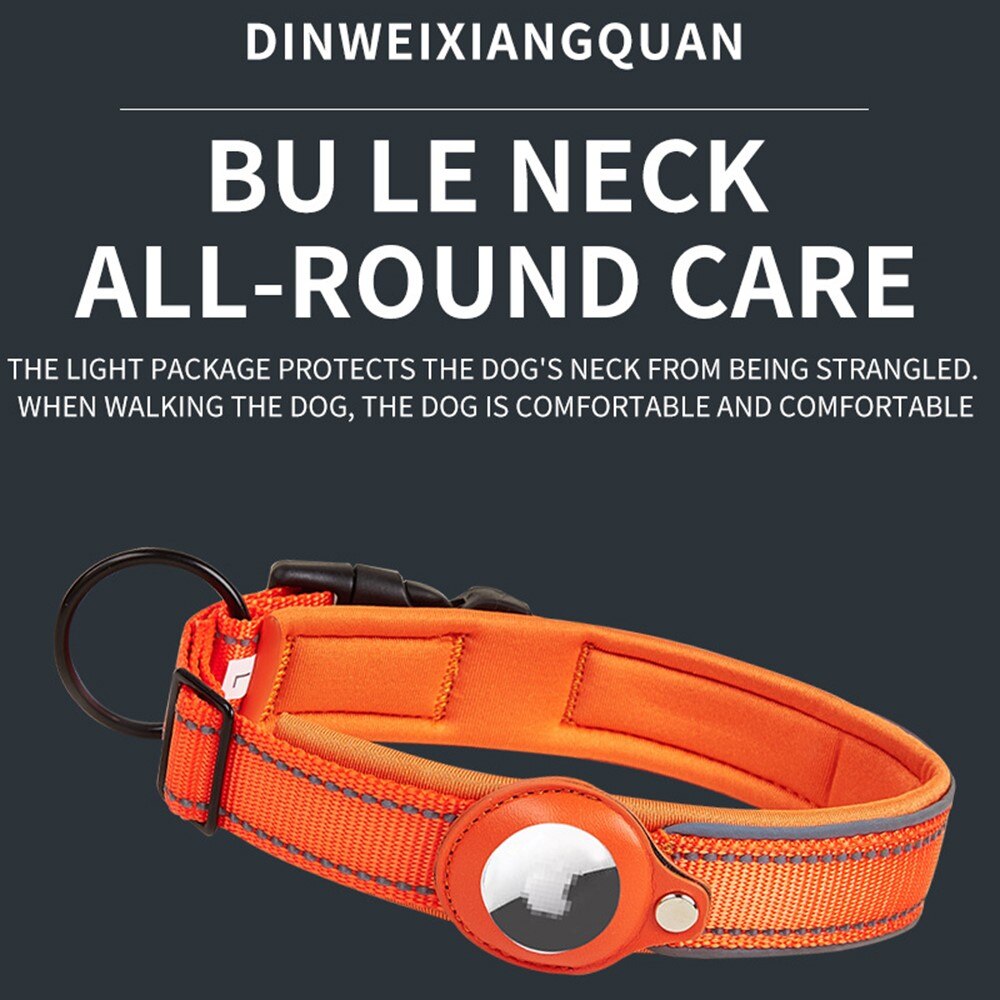 Apple AirTag Hundehalsband mit Reflektor S, schwarz