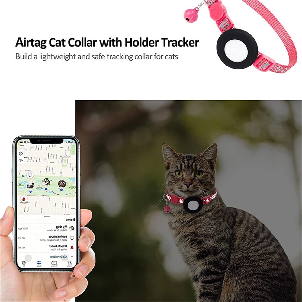 Apple AirTag Katzenhalsband mit reflektierendem Pfotenabdruck,  Rosa