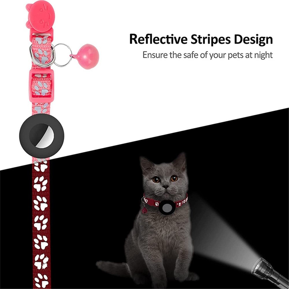 Apple AirTag Katzenhalsband mit reflektierendem Pfotenabdruck,  Rosa