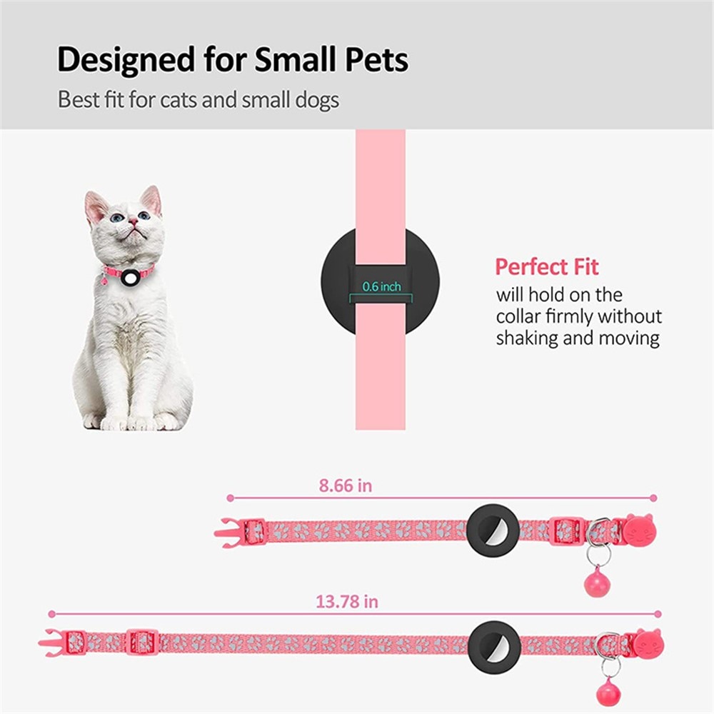 Apple AirTag Katzenhalsband mit reflektierendem Pfotenabdruck,  Rosa