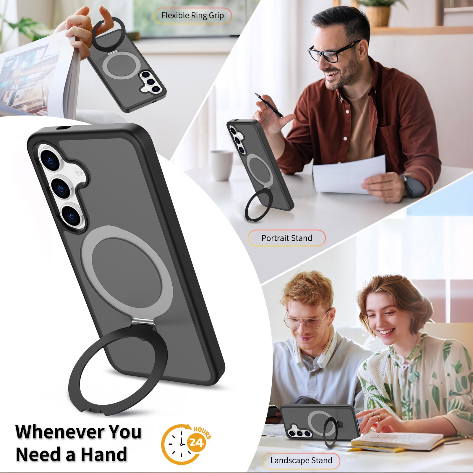 Samsung Galaxy S24 Hybrid-Hülle Magnetic Ring Schwarz