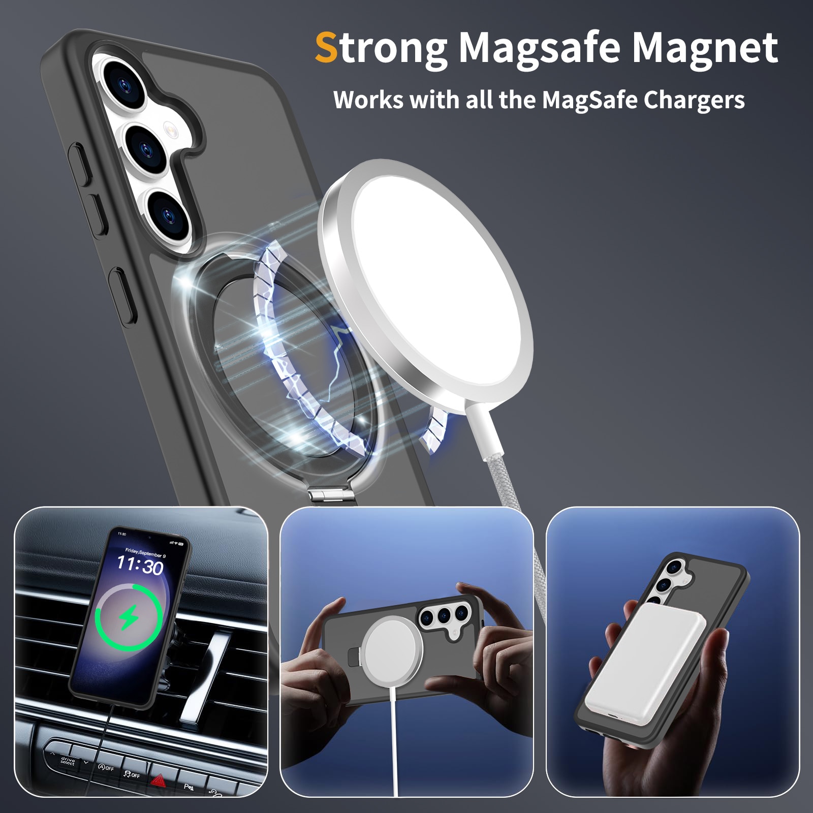 Samsung Galaxy S24 Hybrid-Hülle Magnetic Ring Schwarz
