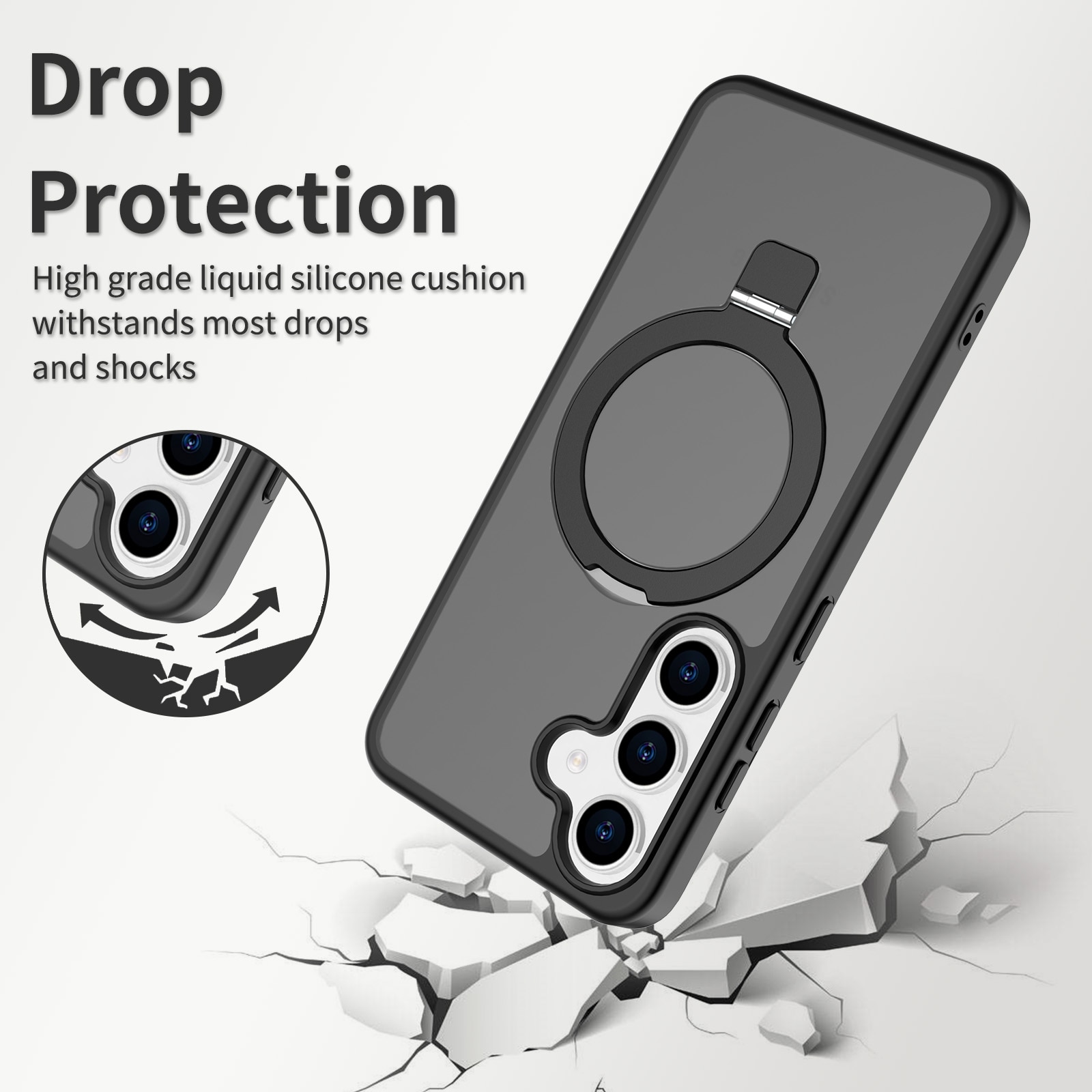 Samsung Galaxy S24 Hybrid-Hülle Magnetic Ring Schwarz