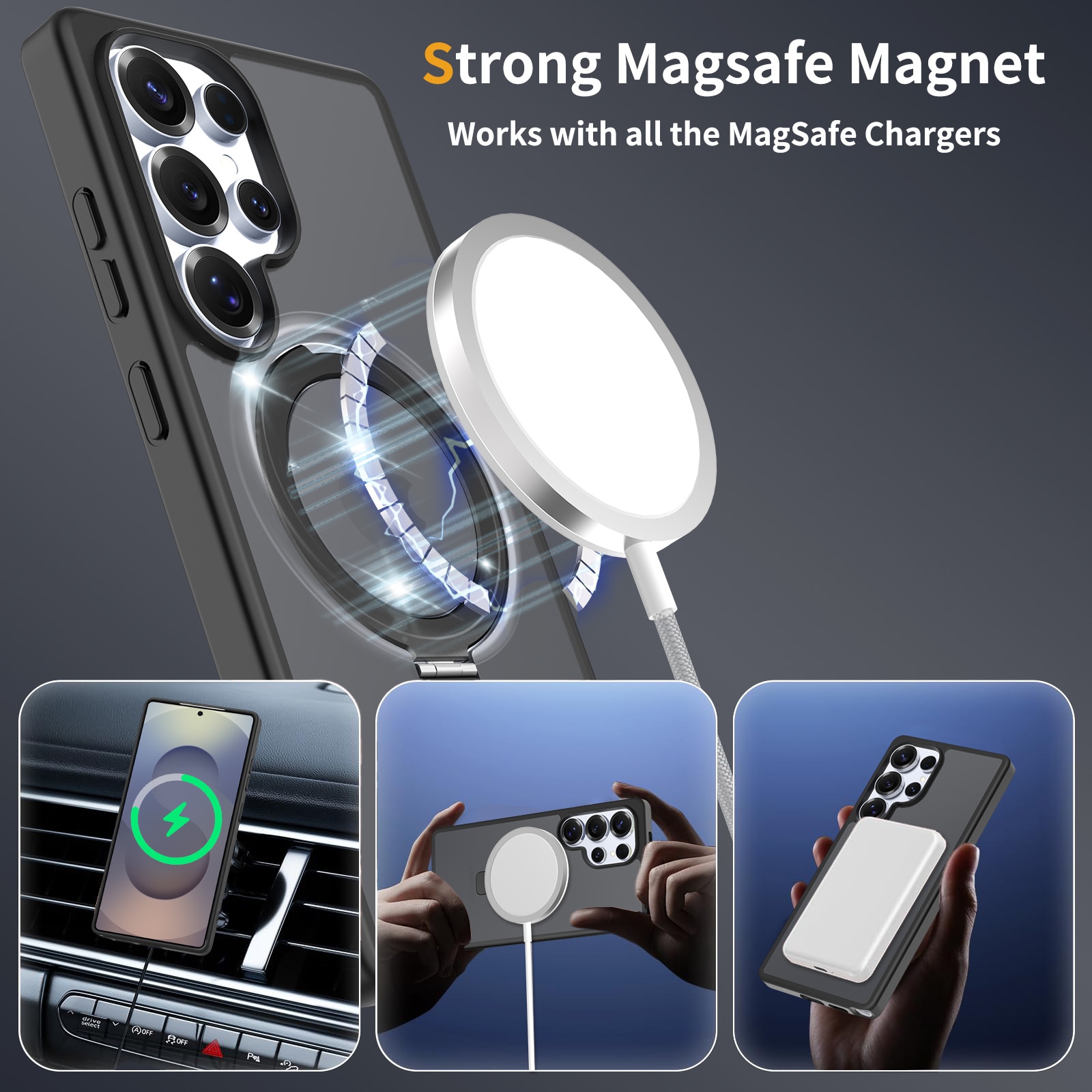 Samsung Galaxy S25 Ultra Hybrid-Hülle Magnetic Ring Schwarz