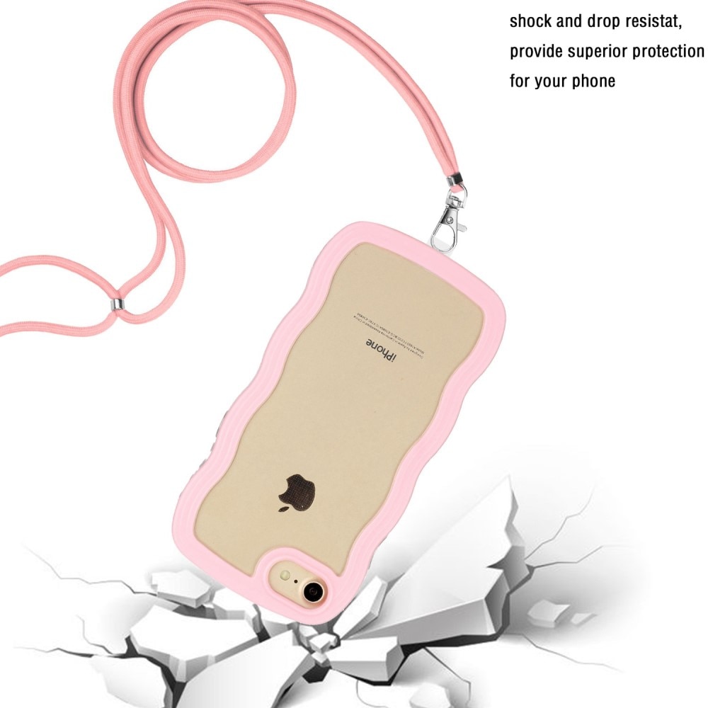 iPhone SE (2020) Handyhülle zum umhängen Wavy Edge rosa