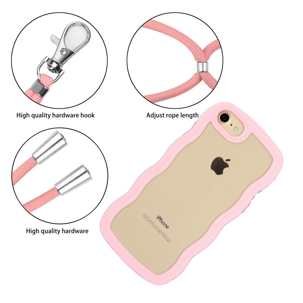 iPhone SE (2022) Handyhülle zum umhängen Wavy Edge rosa