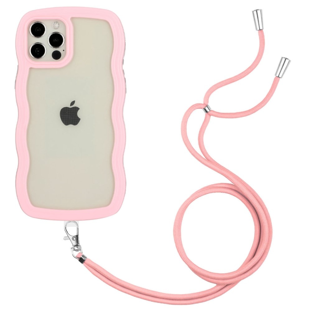 iPhone 12/12 Pro Handyhülle zum umhängen Wavy Edge rosa