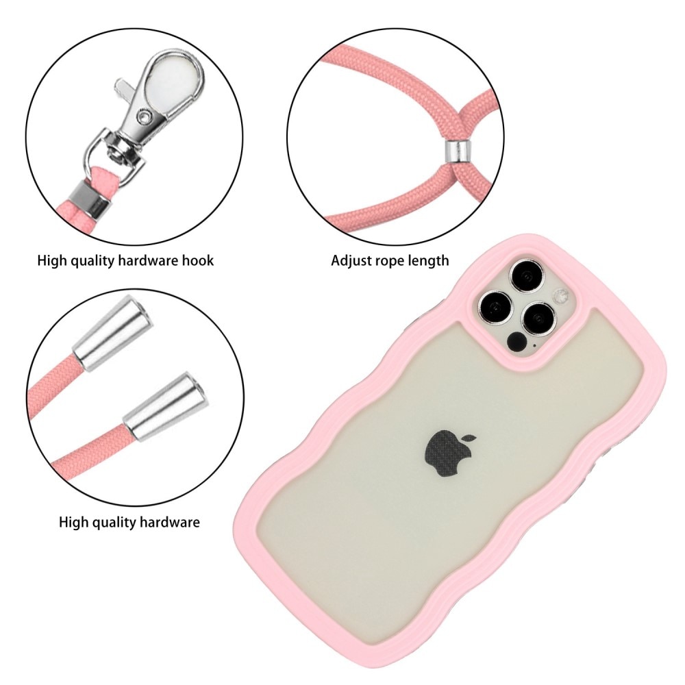 iPhone 12/12 Pro Handyhülle zum umhängen Wavy Edge rosa