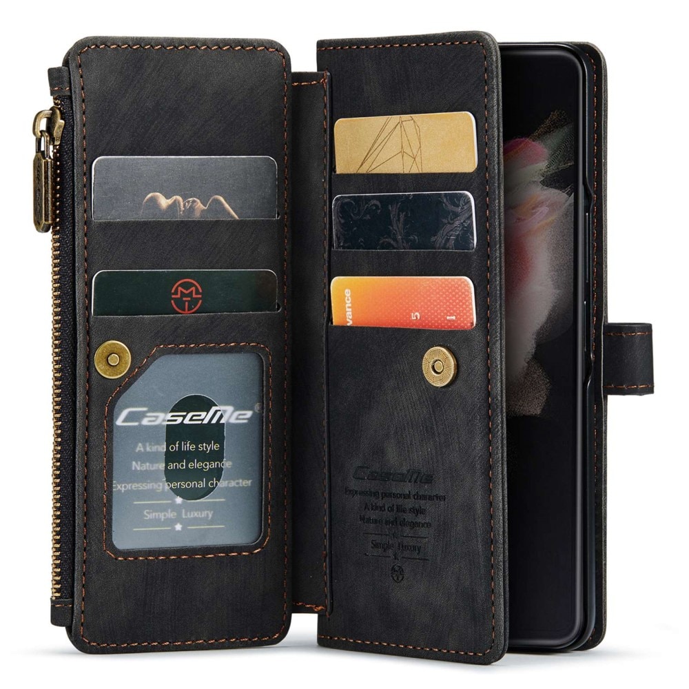 Zipper Portemonnaie-Hülle Samsung Galaxy Z Fold 4 Schwarz
