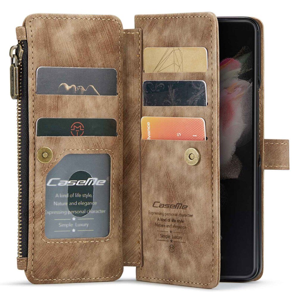 Zipper Portemonnaie-Hülle Samsung Galaxy Z Fold 4 Braun