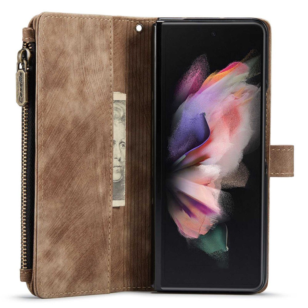 Zipper Portemonnaie-Hülle Samsung Galaxy Z Fold 4 Braun