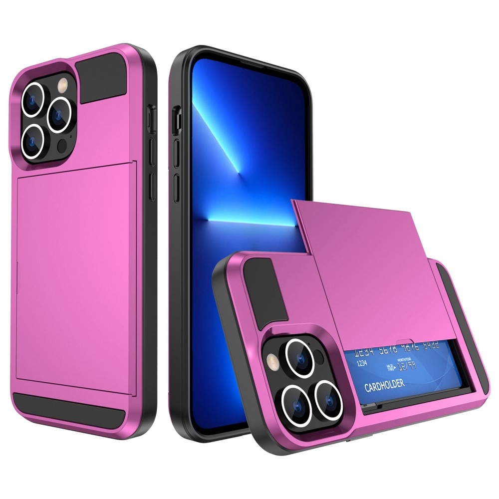 iPhone 14 Pro Handyhülle mit Kartenhalter rosa