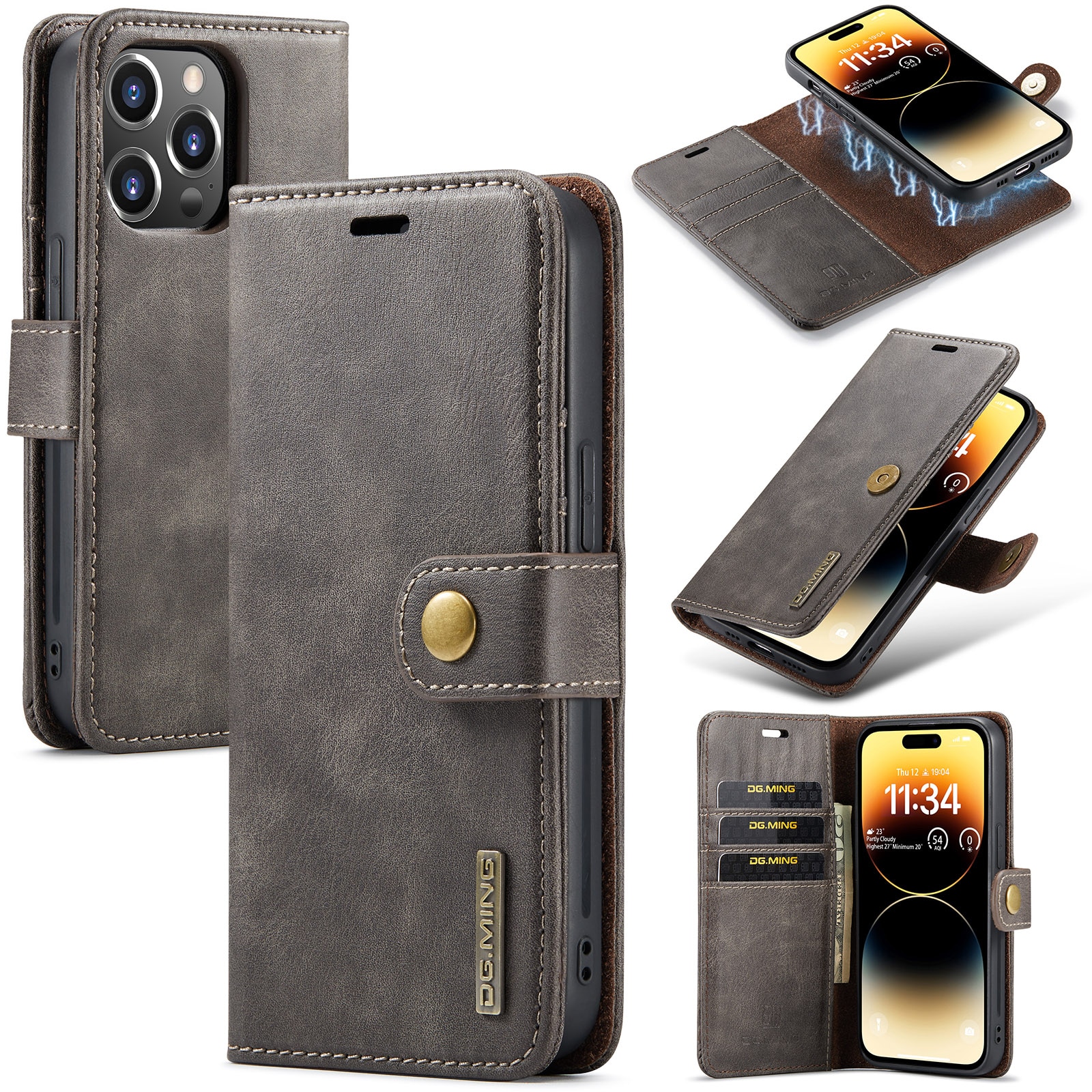 Handytasche Magnetische iPhone 14 Pro Brown