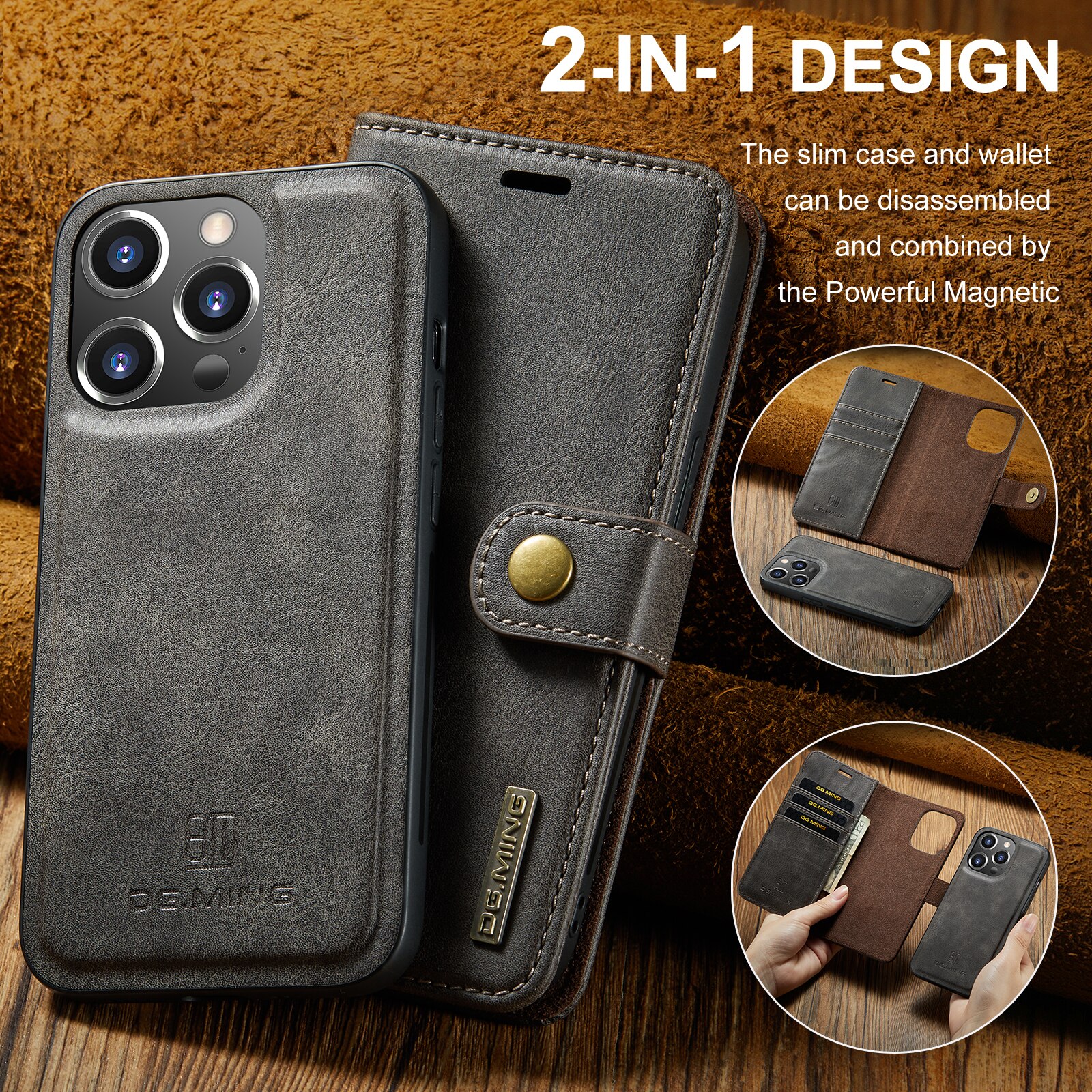 Handytasche Magnetische iPhone 14 Pro Max Brown