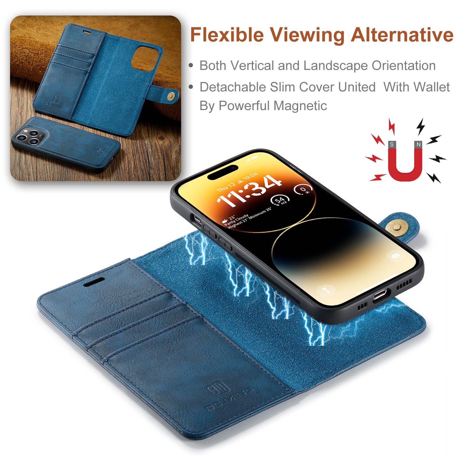 Handytasche Magnetische iPhone 14 Pro Blue