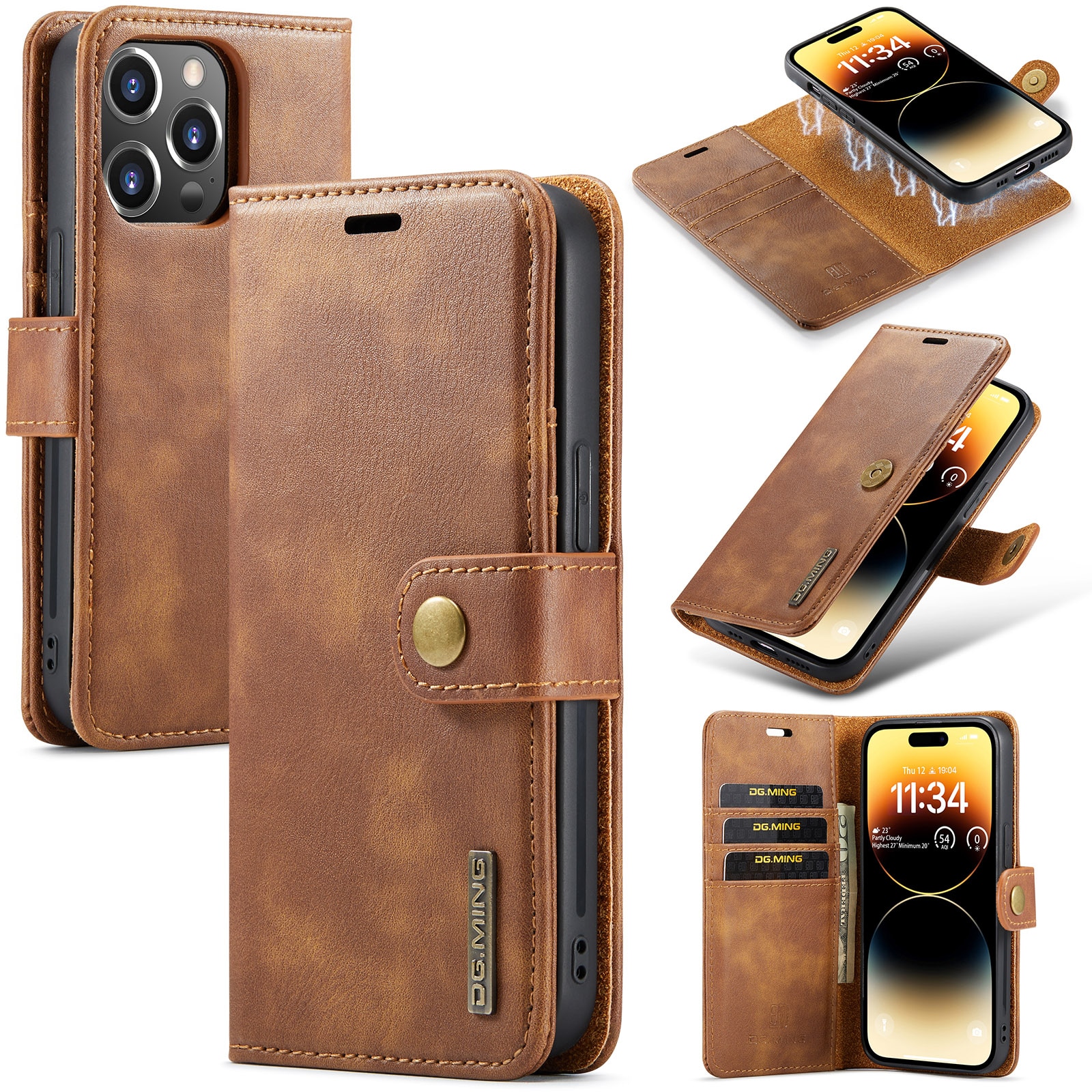 Handytasche Magnetische iPhone 14 Pro Cognac