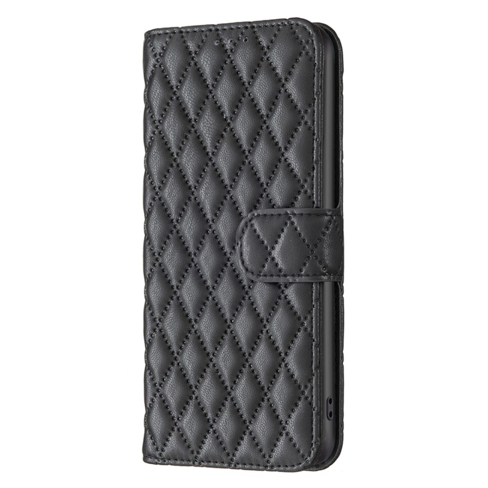 iPhone 14 Portemonnaie-Hülle Quilted Schwarz