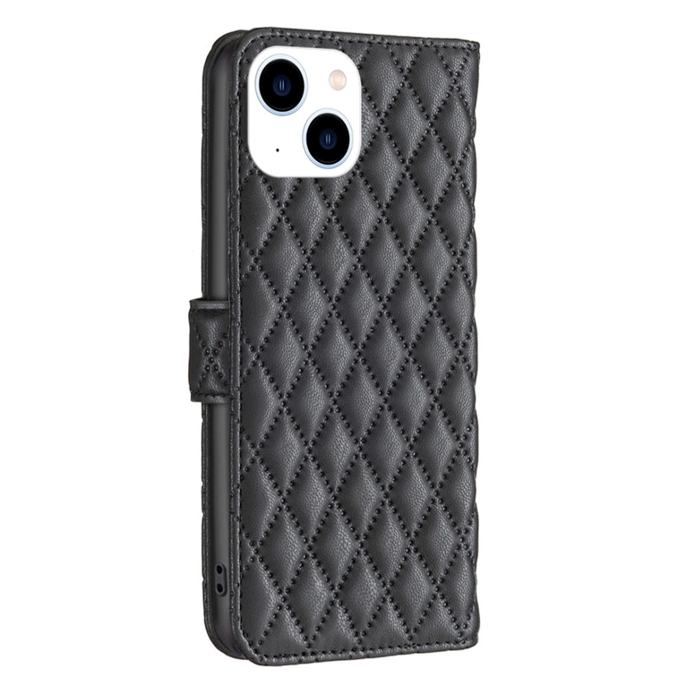 iPhone 14 Portemonnaie-Hülle Quilted Schwarz