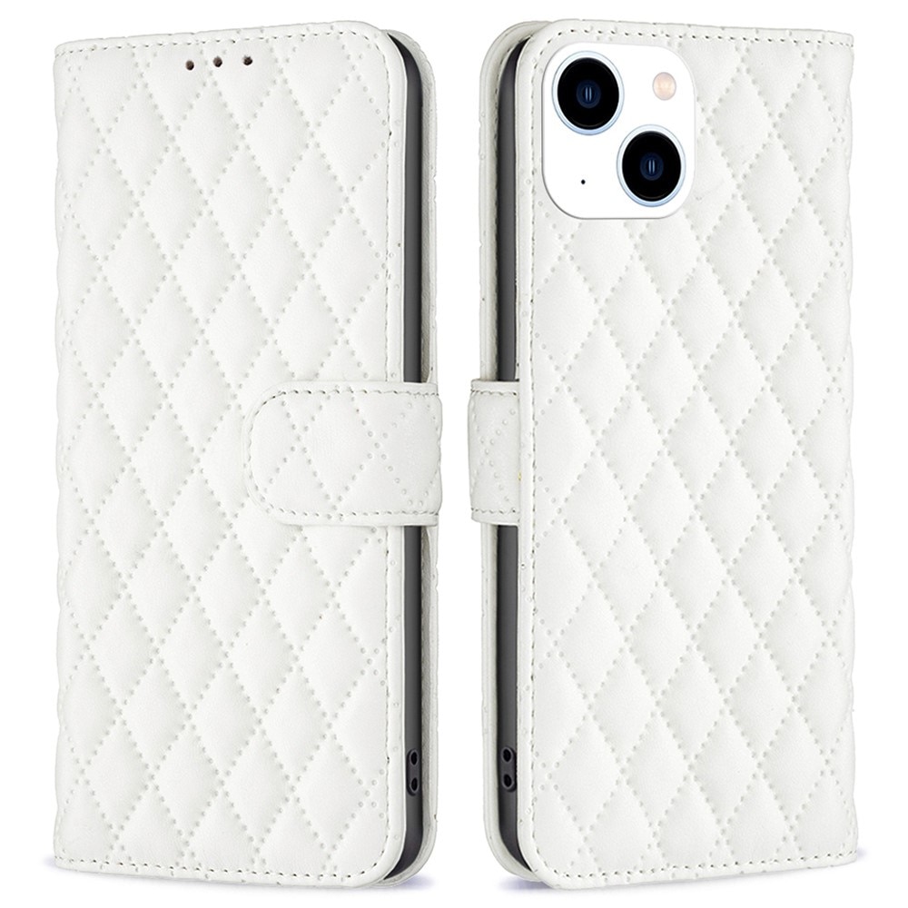 iPhone 14 Portemonnaie-Hülle Quilted Weiß