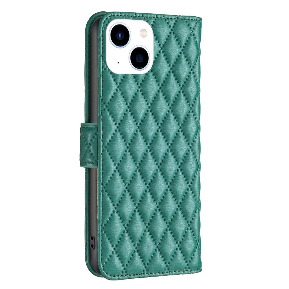 iPhone 14 Portemonnaie-Hülle Quilted Grün