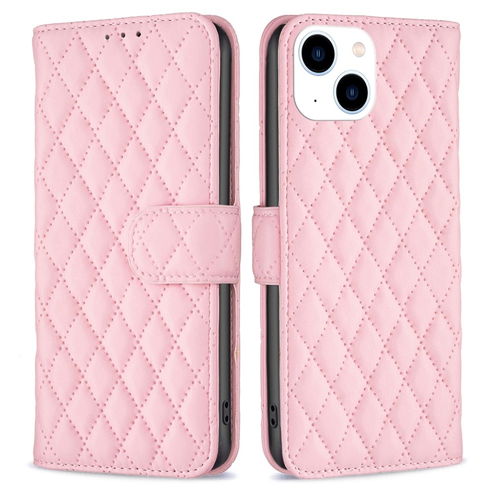 iPhone 14 Portemonnaie-Hülle Quilted Rosa