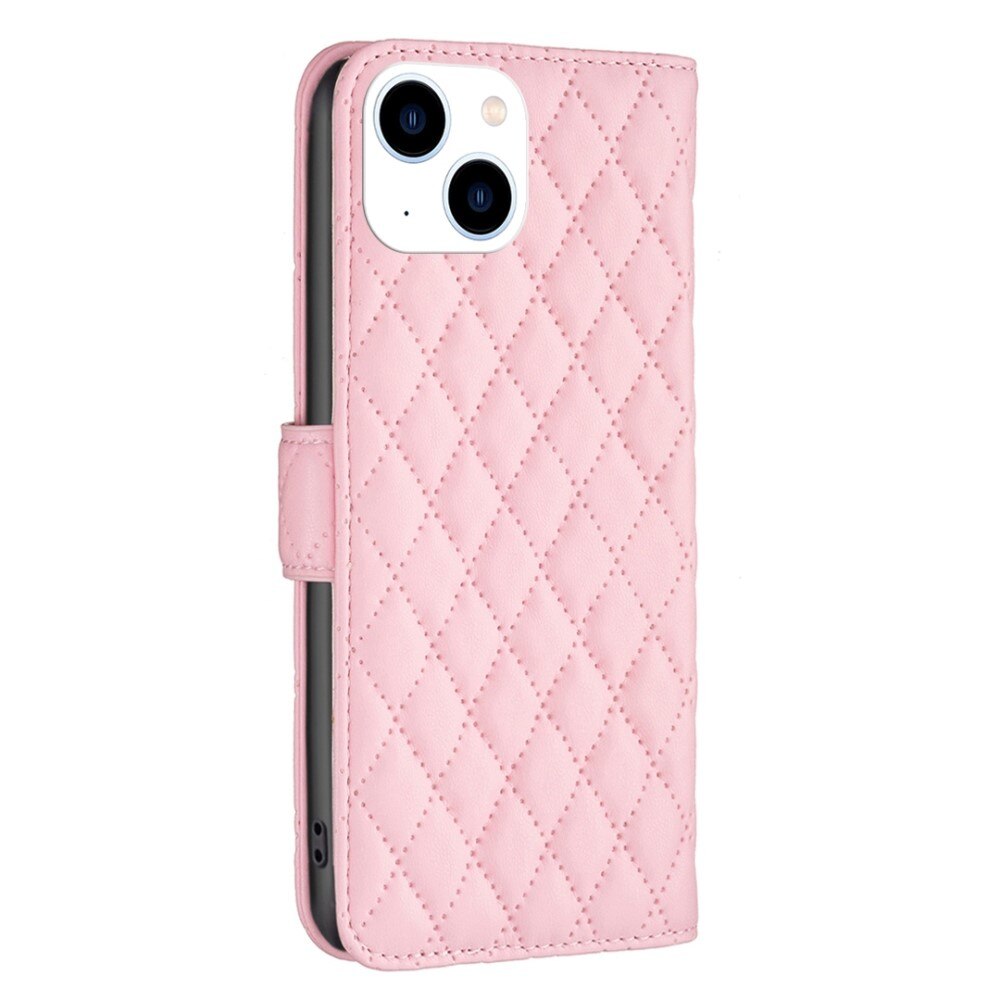 iPhone 14 Portemonnaie-Hülle Quilted Rosa