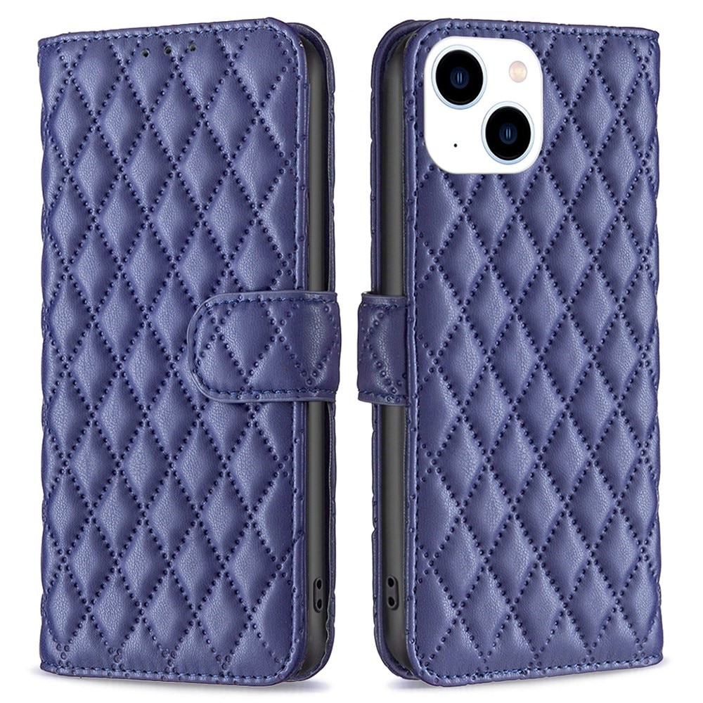 iPhone 14 Portemonnaie-Hülle Quilted Blau