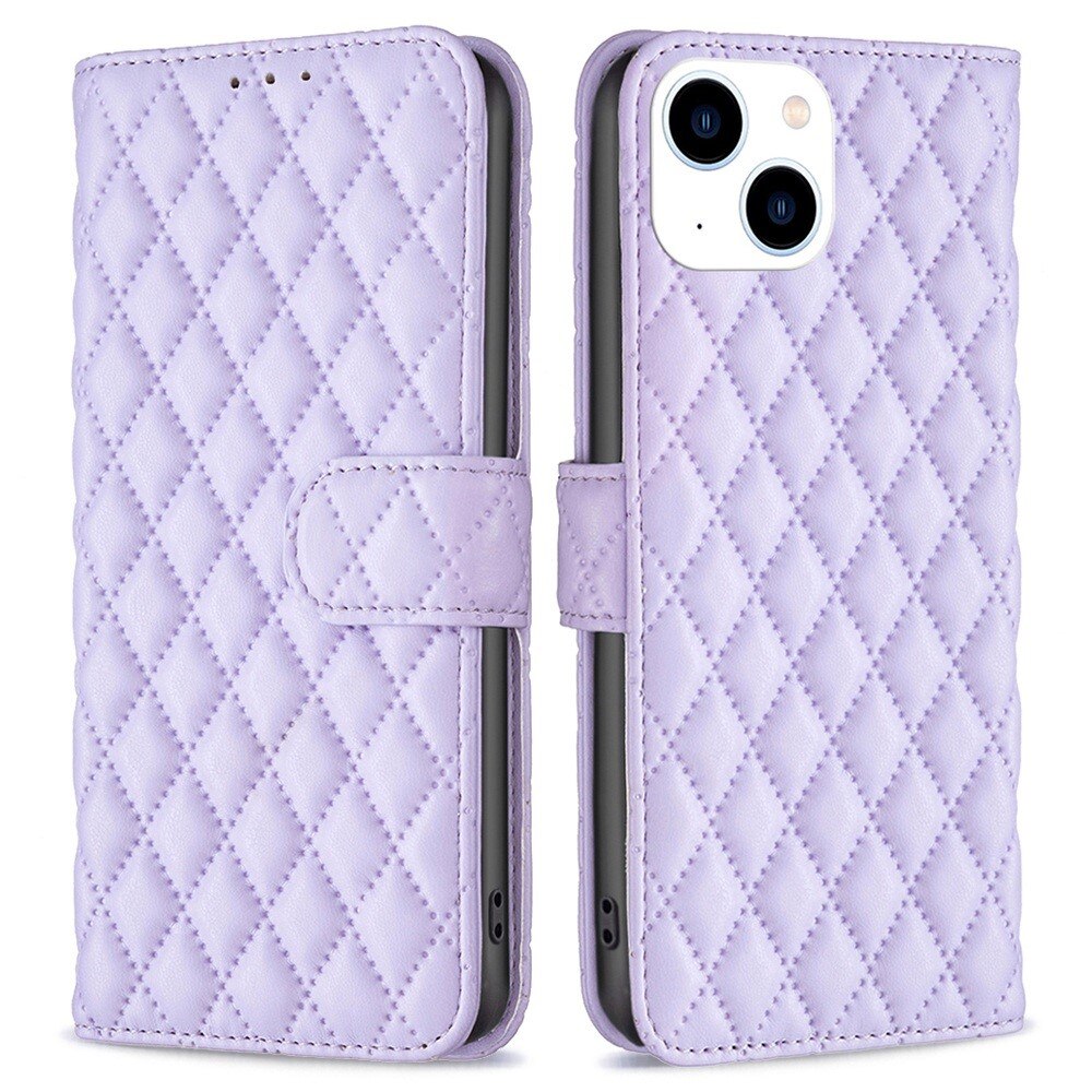 iPhone 14 Portemonnaie-Hülle Quilted Lila