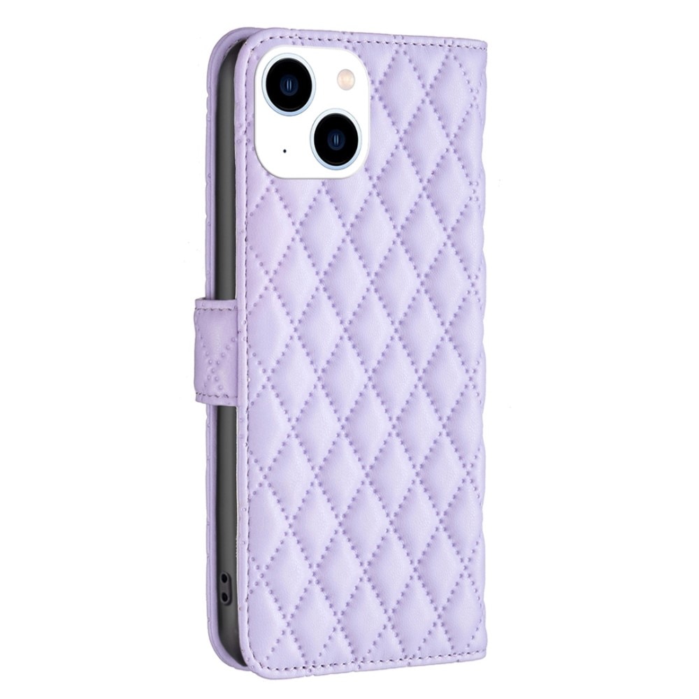 iPhone 14 Portemonnaie-Hülle Quilted Lila