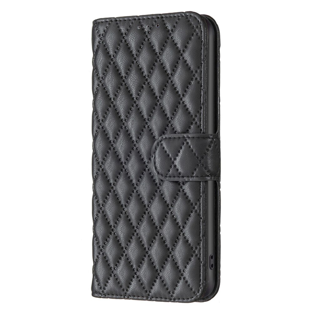 iPhone 14 Plus Portemonnaie-Hülle Quilted Schwarz