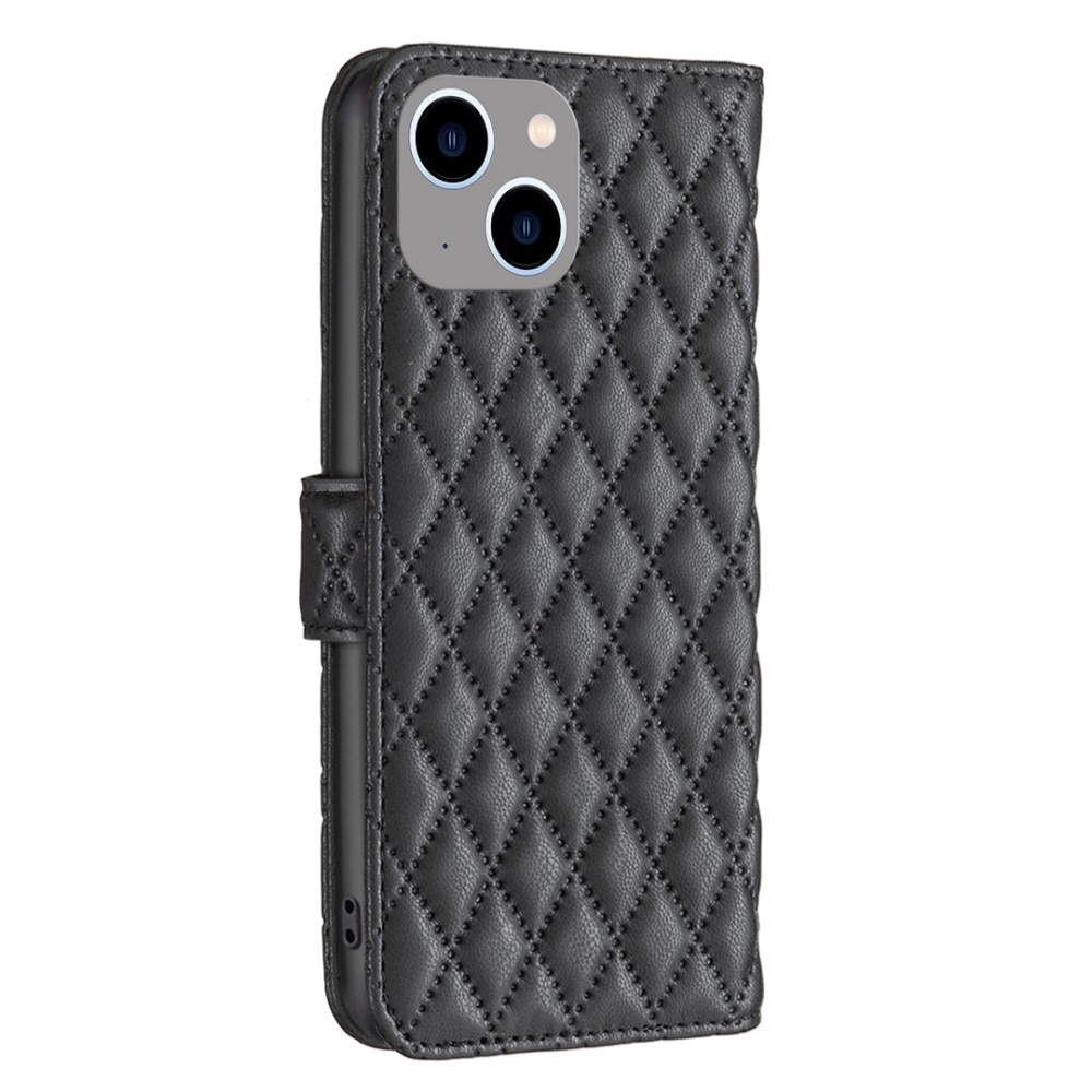 iPhone 14 Plus Portemonnaie-Hülle Quilted Schwarz