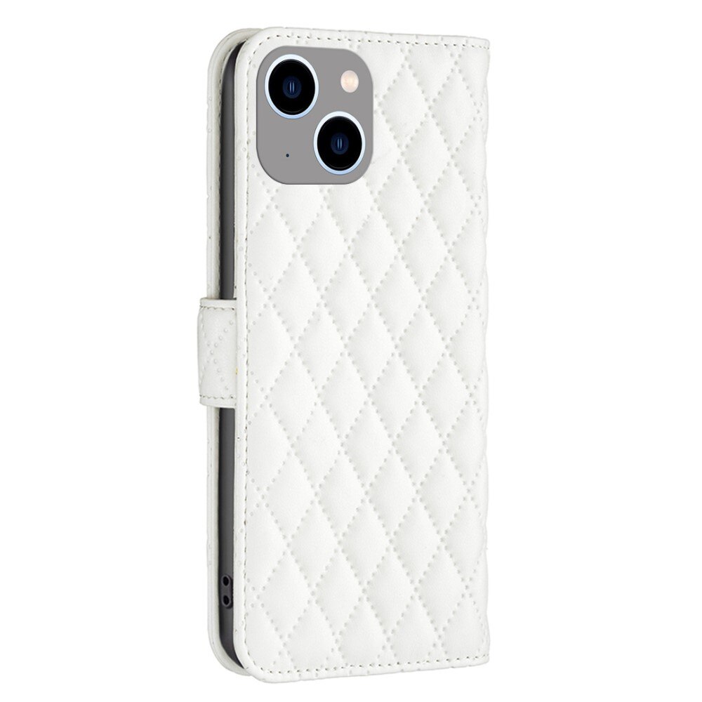 iPhone 14 Plus Portemonnaie-Hülle Quilted Weiß