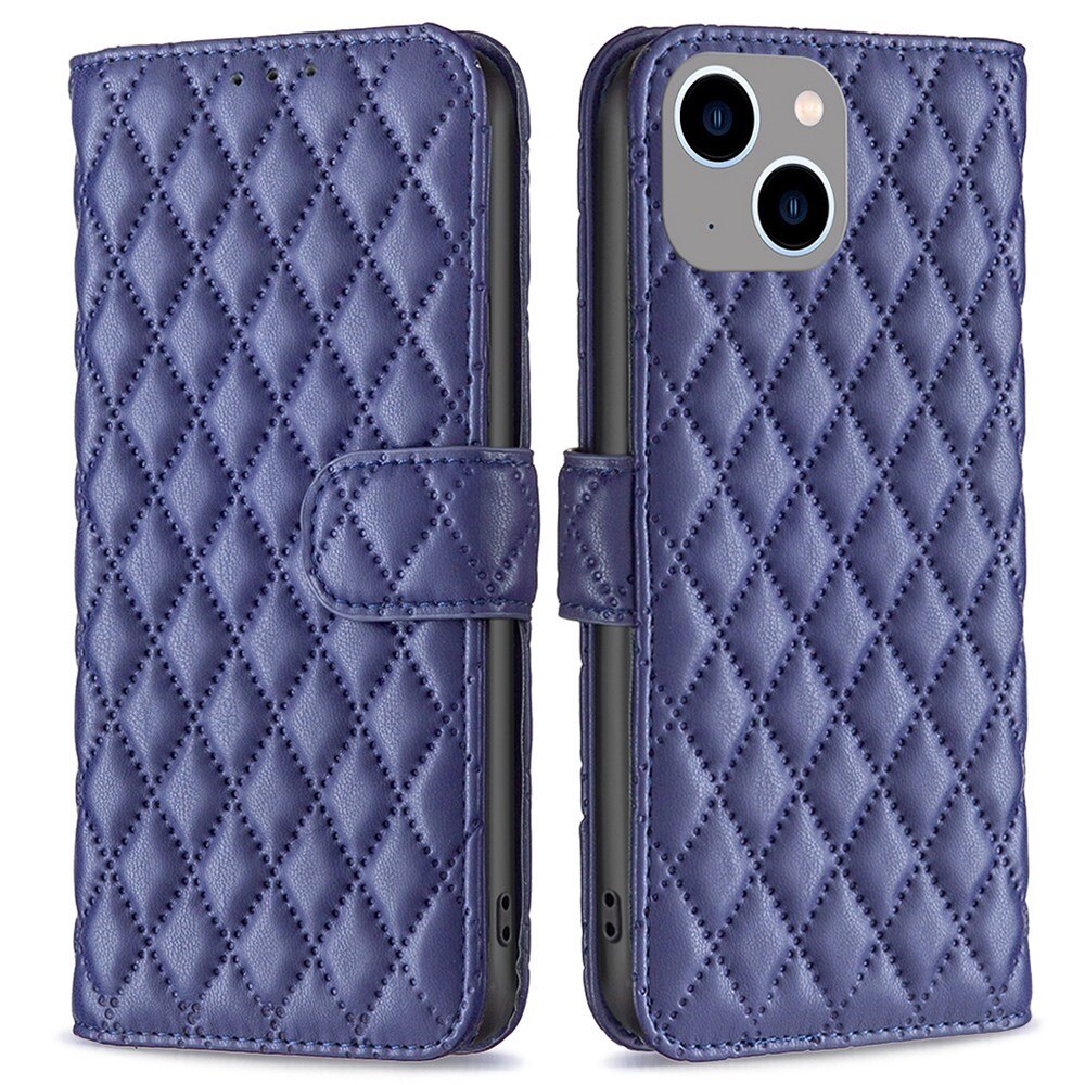 iPhone 14 Plus Portemonnaie-Hülle Quilted Blau