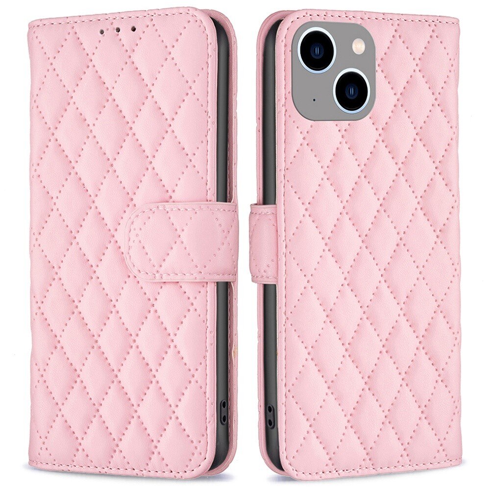 iPhone 14 Plus Portemonnaie-Hülle Quilted Rosa