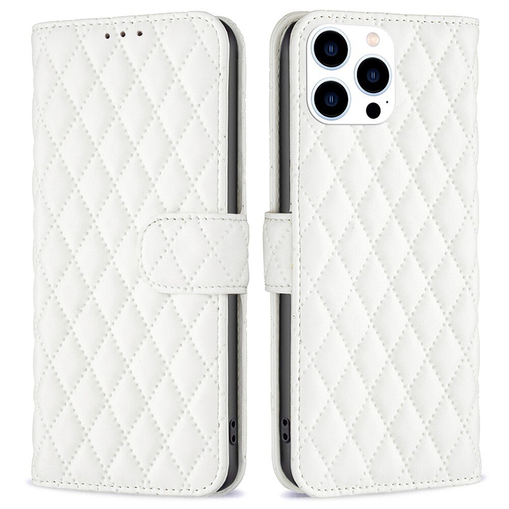 iPhone 14 Pro Portemonnaie-Hülle Quilted Weiß